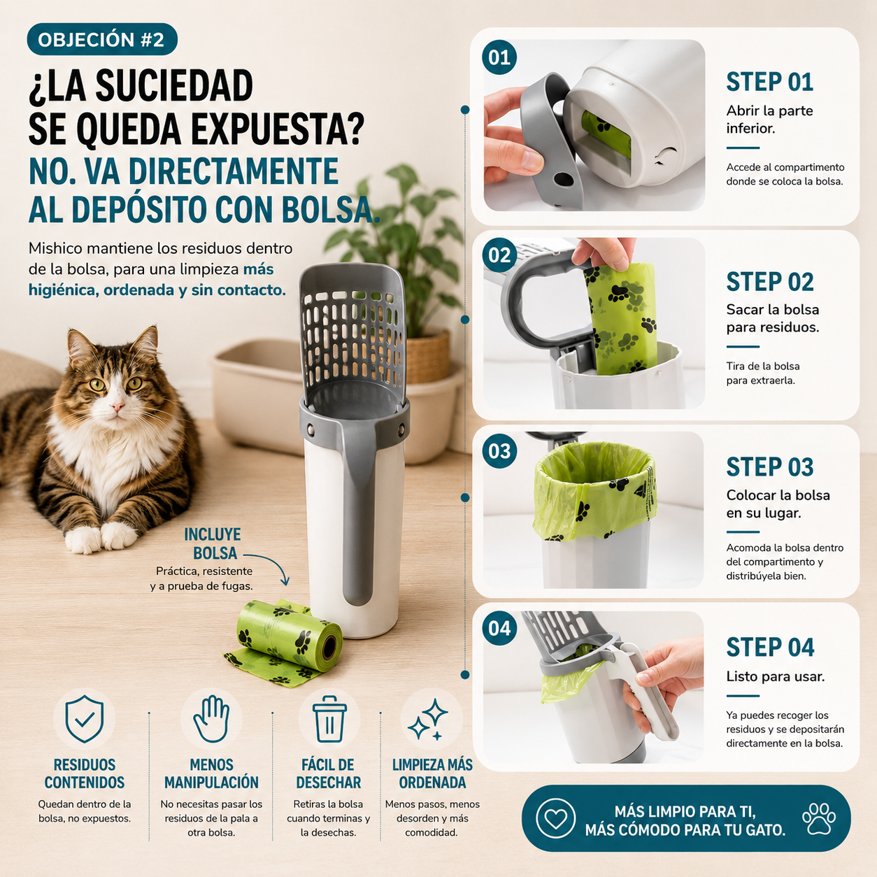 Pala para arenero con depósito integrado